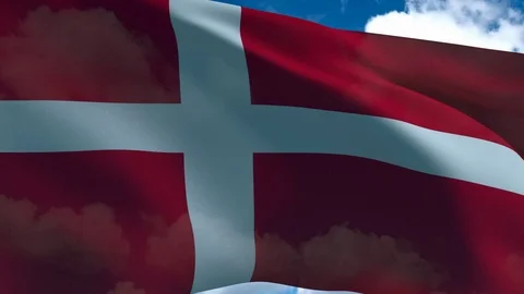Denmark's flag waving Stock Footage 71272976