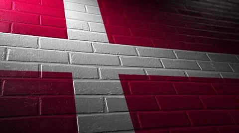 Denmark's national flag painted on bricks Stock-Illustration