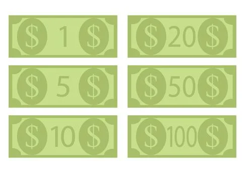 Denomination of dollar bills, hundred Stock Illustration