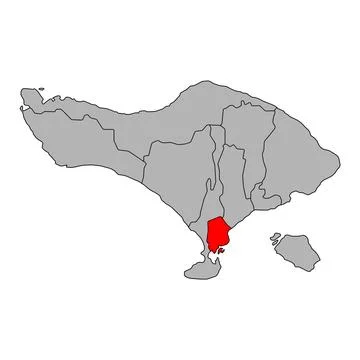 Denpasar of Bali regency map symbol shape, travel web flat concept icon symbo Illustrazione stock