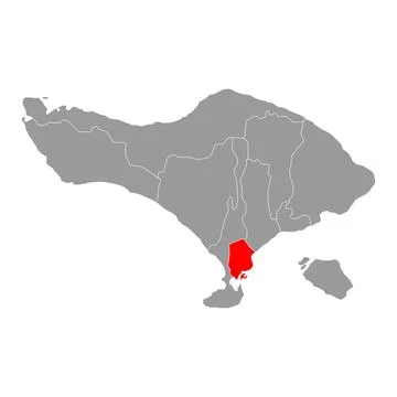 Denpasar of Bali regency map symbol shape, travel web flat concept icon symbo Stock Illustration