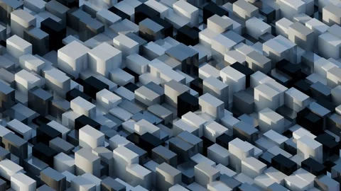 A dense, abstract composition featuring interlocking geometric blocks in shades Video stock 340237785