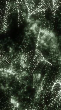 Dense abstract structures made of bright cyan particles forming intricate, fl イラスト素材