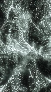 Dense abstract structures made of bright cyan particles forming intricate, fl Stock Illustration