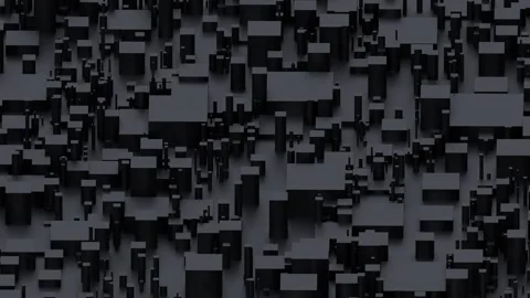 A dense, abstract view of an urban landscape composed of interlocking gray archi Stock Footage 340238092
