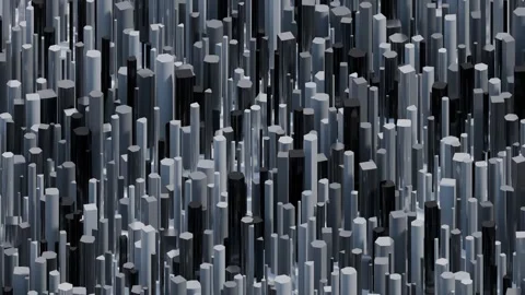 A dense arrangement of varying height gray and black rectangular pillars forming Stock Footage 340237858