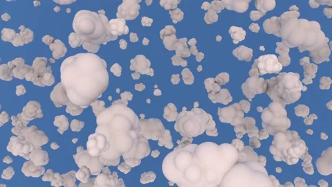 A dense array of lush white clouds floats slowly against the blue sky. Stock Footage 166110836