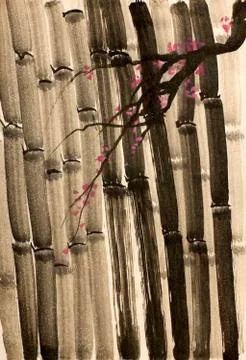 Dense bamboo forest Stock Illustration