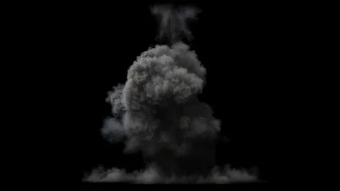 Dense billowing cloud of dark smoke from a blast rises upward with wisps Stock Illustration