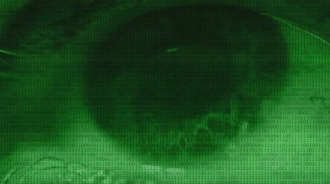 Dense binary code overlay on a close up of the human eye Video stock 35803619