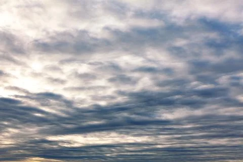 Dense blanket of stratocumulus clouds in the evening Stock Photos