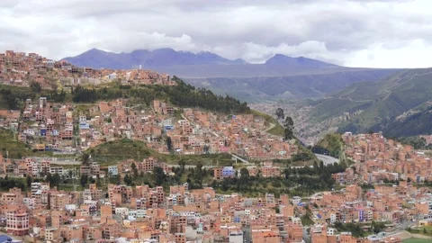 Dense Buildings On A Mountain Range And Slopes (La Paz, Bolivia) Stock Footage 171655920