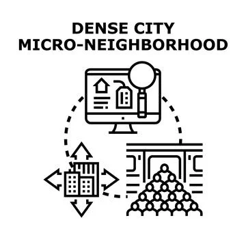 Dense city micro neighborhood development and urban planning concept Stock Illustration