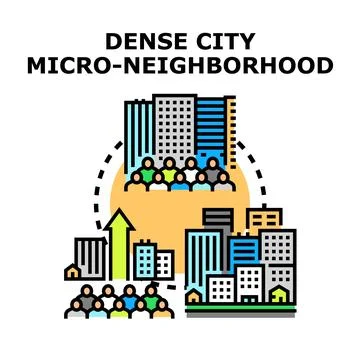 Dense city micro neighborhood development increasing urban population Stock Illustration