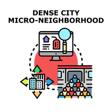 Dense city micro neighborhood development and urban planning concept Stock Illustration