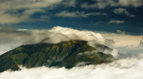 Dense cloud around the summit at Mount Merapi, Indonesia Stock Footage