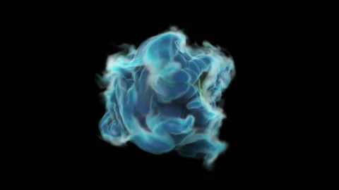 A dense cloud of blue glowing smoke swirls against a black background. Abstract Video stock 171398144