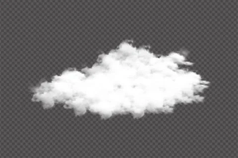 Dense cloud vector isolated on a dark background. Realistic fog or smoke ve.. Stock Illustration
