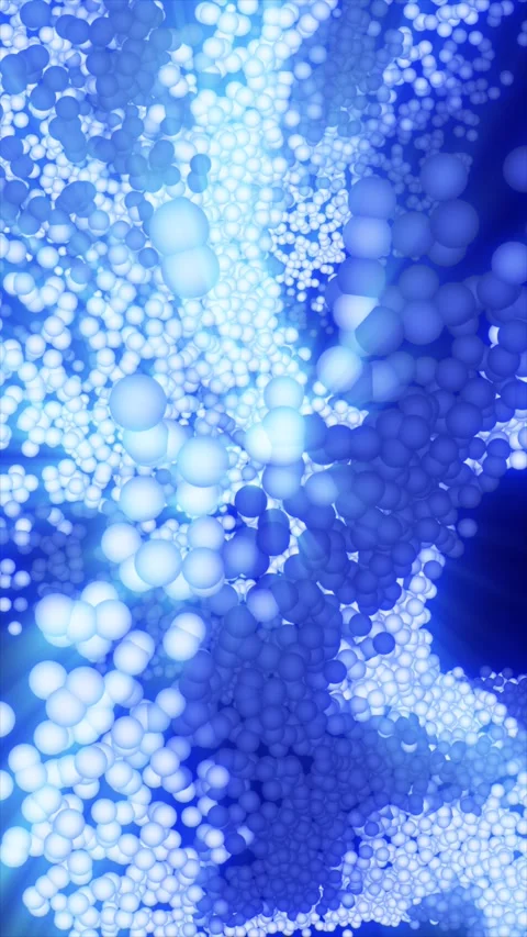 Dense clusters of glowing blue and white spheres form an abstract molecular.. Stock Footage 339654838