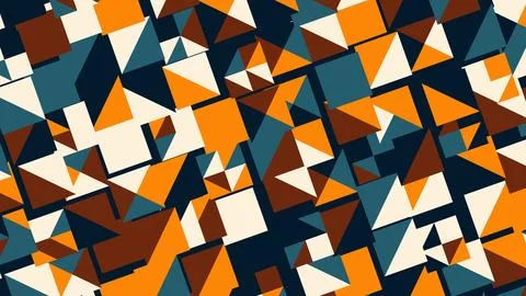 Dense collage of overlapping triangles and squares in orange navy cream and b イラスト素材