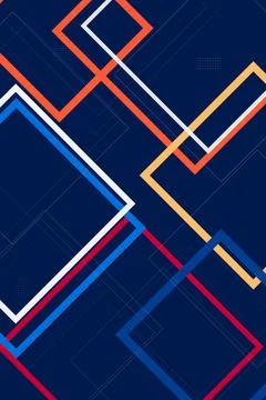 A dense composition of geometric arrow outlines in pink, orange, blue, and .. Stock Illustration