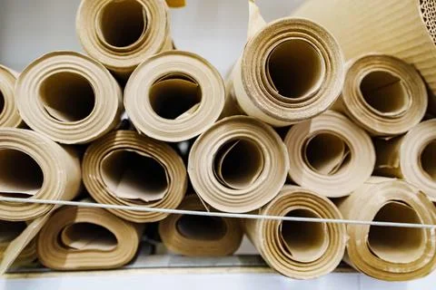 Dense craft paper rolls front view background Stock Photos