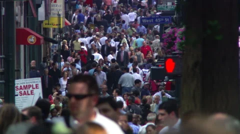 Dense crowd approaching camera near West 45th Street, NYC Stock Footage 59454799
