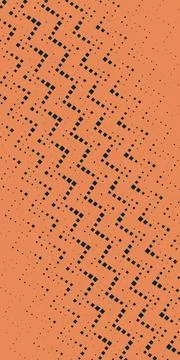 Dense dark pixel waves sweep over a warm terracotta orange background, deli.. Ilustração Stock