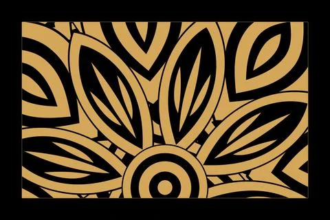 A dense decorative pattern of bold ochre leaves and curved botanical forms .. Stock Illustration