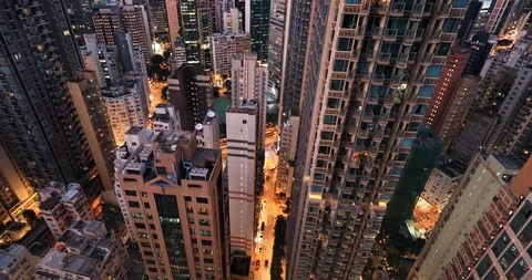 Dense development of office and public buildings in Hong Kong city top view 104051484