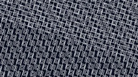 Dense diagonal arrangement of white square geometric motifs on a deep navy ba 库存插图