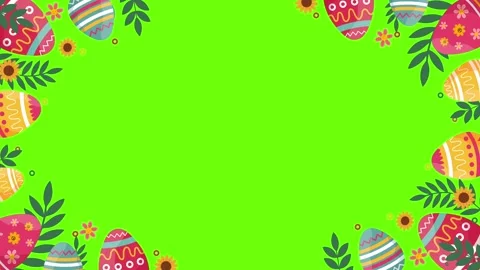 Dense easter egg and leaf frame on green screen background Stock Footage 329585318