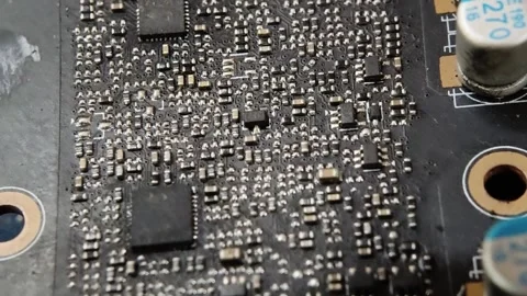 Dense electronic components and smd microchips on computer motherboard close up 库存影片 348226203