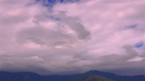 Dense  ever-changing fluffy cloudscape on the mountain top. Stock Footage 277945351