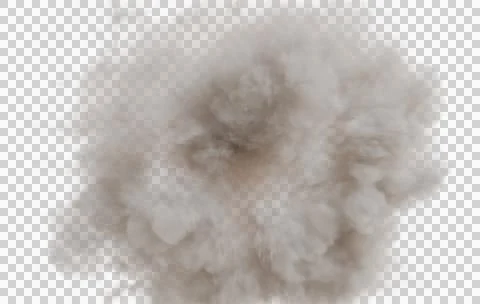 A dense, expanding cloud of light gray smoke or dust billows outward Stock Photos