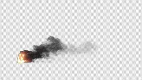 Dense Fire Burning with explosions  with  Dark Smoke on Alpha Stock Footage 216848289