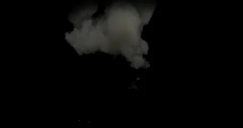 Dense Fireball Explosion with Billowing Smoke against Black Background Stock Footage 334852121