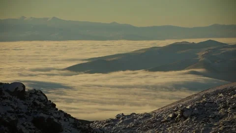 Dense fog flow in the valley. Stock Footage 246709890