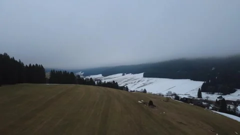 Dense Fog Over Black Forest Hills Under Gray Winter Sky Stock Footage 329892213