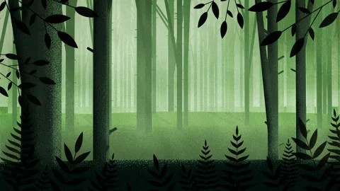 Dense Forest Animated Illustration Hand Drawn Textured Backgrounds. Stock Footage 278190908