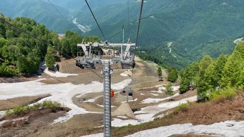 Dense forest create vibrant and breathtaking landscape from ski-lift Video stock 277562554