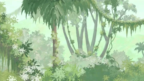 Dense forest drawn background Jungle parallax animation Video stock 148739529