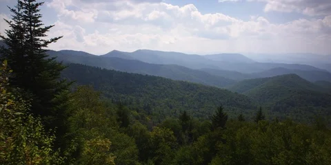 Dense forest over the Blue Ridge Mountains from the Blue Ridge Parkway Stock Footage 103400652