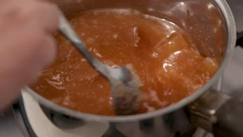 Dense, gelatinous bone broth gel rich in collagen for cooking and anti-aging Stock Footage 344032135