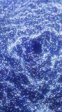 Dense glowing field of small blue and white particles forming an abstract shi Stock Illustration