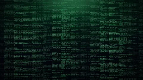 Dense green programming source code filling the frame on a dark background 스톡 동영상 344557938
