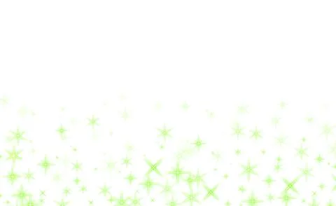 Dense green starbursts on lower border, Sparkling green stars on white back.. Stock Illustration