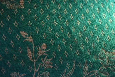 A dense green veil of large threads and different shapes, patterns and patterns. Foto stock