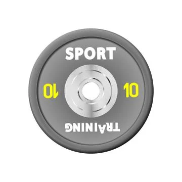 Dense grey weight plates numbered weights. 10. Illustration for barbells, GYM Stock Illustration