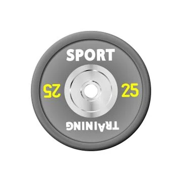 Dense grey weight plates numbered weights. 25. Illustration vector Stock Illustration